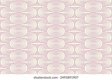 Modern abstract shapes monochrome seamless linear pattern with arches. Geometric textured. Scandinavian graphic print. Japanese, Chinese