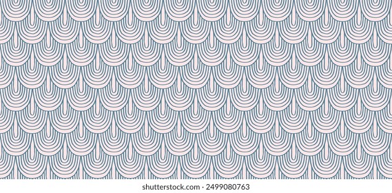 Modern abstract shapes monochrome seamless linear pattern with arches. Geometric textured. Scandinavian graphic print. Japanese, Chinese illustration for tile, wallpaper, carpet, rug. Retro design.