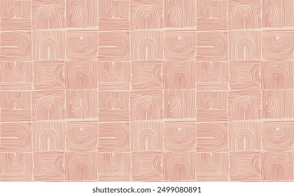 Modern abstract shapes monochrome seamless linear pattern with arches. Geometric textured pattern. Scandinavian graphic print. Neutral vector illustration for tile, wallpaper, carpet. Retro design.