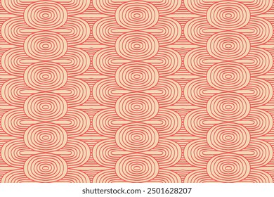 Modern abstract shapes monochrome seamless linear pattern with arches. Geometric textured. Scandinavian graphic print. Japanese, Chinese illustration for tile, wallpaper, carpet, rug. Retro design.