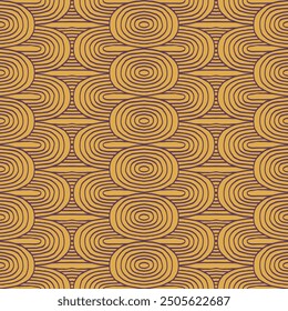 Modern abstract shapes monochrome seamless linear pattern with arches. Geometric textured. Scandinavian graphic print. Japanese, Chinese illustration for tile, wallpaper, carpet, rug. Retro design.
