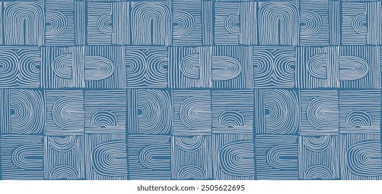 Modern abstract shapes monochrome seamless linear pattern with arches. Geometric textured pattern. Scandinavian graphic print. Neutral vector illustration for tile, wallpaper, carpet. Retro design.