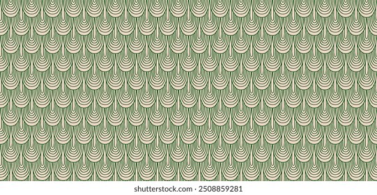 Modern abstract shapes monochrome seamless linear pattern with arches. Geometric textured. Scandinavian graphic print. Japanese, Chinese illustration for tile, wallpaper, carpet, rug. Retro design.