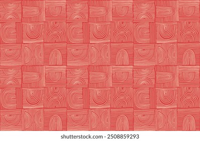 Modern abstract shapes monochrome seamless linear pattern with arches. Geometric textured pattern. Scandinavian graphic print. Neutral vector illustration for tile, wallpaper, carpet. Retro design.