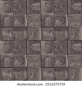 Modern abstract shapes monochrome seamless linear pattern with arches. Geometric textured pattern. Scandinavian graphic print. Neutral vector illustration for tile, wallpaper, carpet. Retro design.
