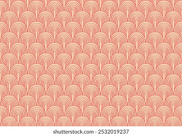 Modern abstract shapes monochrome seamless linear pattern with arches. Geometric textured. Scandinavian graphic print. Japanese, Chinese illustration for tile, wallpaper, carpet, rug. Retro design.