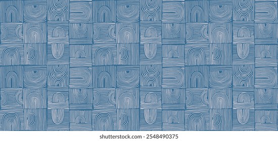 Modern abstract shapes monochrome seamless linear pattern with arches. Geometric textured pattern. Scandinavian graphic print. Neutral vector illustration for tile, wallpaper, carpet. Retro design.