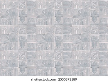 Modern abstract shapes monochrome seamless linear pattern with arches. Geometric textured pattern. Scandinavian graphic print. Neutral vector illustration for tile, wallpaper, carpet. Retro design.