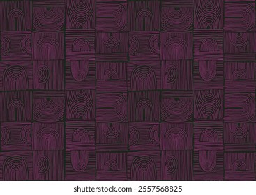 Modern abstract shapes monochrome seamless linear pattern with arches. Geometric textured pattern. Scandinavian graphic print. Neutral vector illustration for tile, wallpaper, carpet. Retro design.