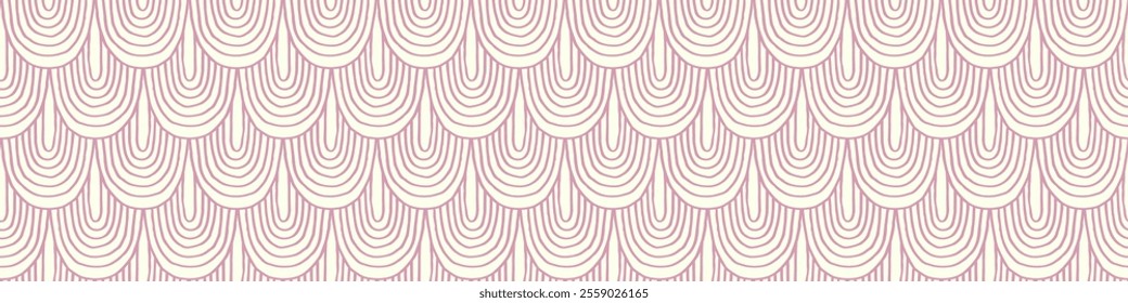 Modern abstract shapes monochrome seamless linear pattern with arches. Geometric textured. Scandinavian graphic print. Japanese, Chinese illustration for tile, wallpaper, carpet, rug. Retro design.