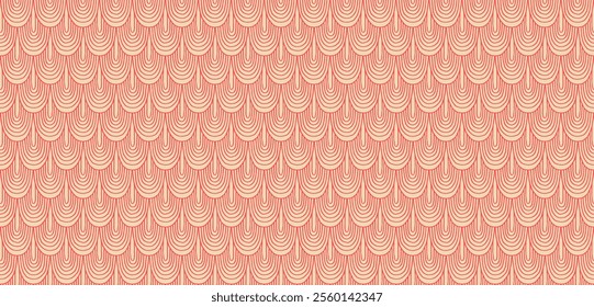 Modern abstract shapes monochrome seamless linear pattern with arches. Geometric textured. Scandinavian graphic print. Japanese, Chinese illustration for tile, wallpaper, carpet, rug. Retro design.