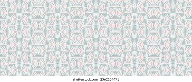 Modern abstract shapes monochrome seamless linear pattern with arches. Geometric textured. Scandinavian graphic print. Japanese, Chinese illustration for tile, wallpaper, carpet, rug. Retro design.