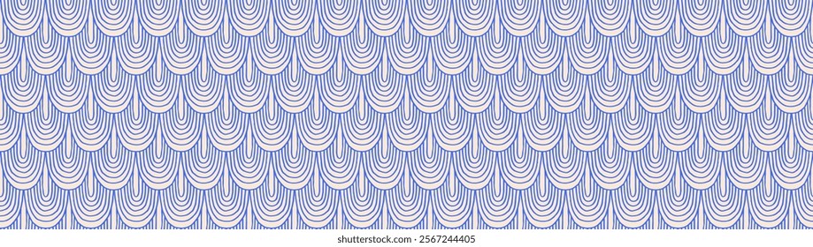 Modern abstract shapes monochrome seamless linear pattern with arches. Geometric textured. Scandinavian graphic print. Japanese, Chinese illustration for tile, wallpaper, carpet, rug. Retro design.