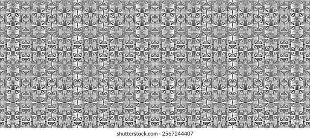 Modern abstract shapes monochrome seamless linear pattern with arches. Geometric textured. Scandinavian graphic print. Japanese, Chinese illustration for tile, wallpaper, carpet, rug. Retro design.