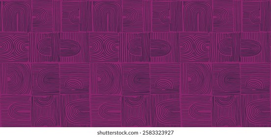Modern abstract shapes monochrome seamless linear pattern with arches. Geometric textured pattern. Scandinavian graphic print. Neutral vector illustration for tile, wallpaper, carpet. Retro design.