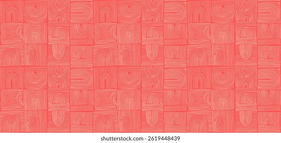 Modern abstract shapes monochrome seamless linear pattern with arches. Geometric textured pattern. Scandinavian graphic print. Neutral vector illustration for tile, wallpaper, carpet. Retro design.