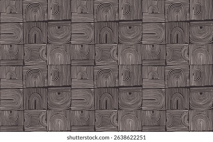 Modern abstract shapes monochrome seamless linear pattern with arches. Geometric textured pattern. Scandinavian graphic print. Neutral vector illustration for tile, wallpaper, carpet. Retro design.