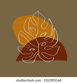 Modern Abstract Shapes And Plants Terrae Modern Geometric Texture Poster Terracotta Floral Art Print Painting Fashion Color Abstraction Contemporary Burnt Orange Vector Illustration Clipart 2020 trend