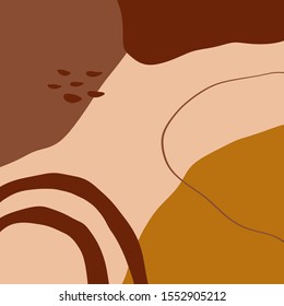 Modern Abstract Shapes And Plants Terrae Modern Geometric Texture Poster Terracotta Floral Art Print Painting Fashion Color Abstraction Contemporary Burnt Orange Vector Illustration Clipart 2020 trend