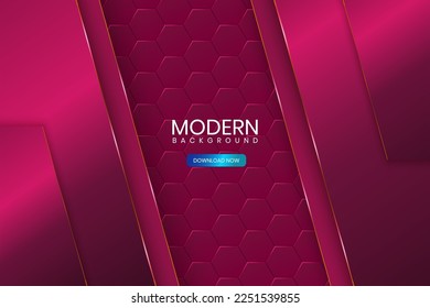 Modern Abstract Shapes Purple Background with 3d hexagon Premium Vector