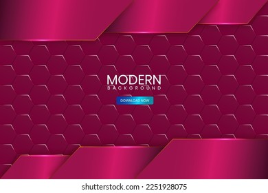 Modern Abstract Shapes Purple Background with 3d hexagon Premium Vector