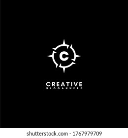 modern abstract sharp circle C logotype simple design concept.
