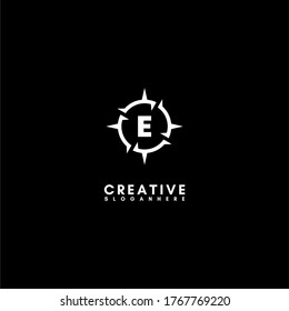 modern abstract sharp circle E logotype simple design concept.