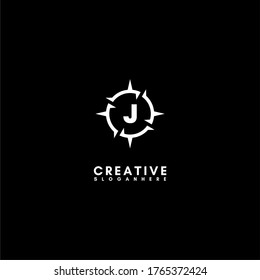 modern abstract sharp circle J logotype simple design concept.