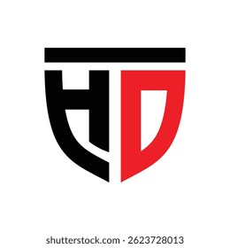 Modern Abstract Shield Emblem with Bold Black and Red Geometric Style for Security or Sports Branding, HD shield emblem logo