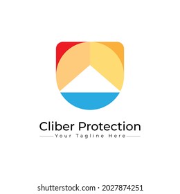 diseño del logotipo de protección del cliente. desde símbolos de formas de escudo, círculos, triángulos, sol, montañas, lagos, combinando estos elementos en uno, es adecuado para el negocio de las empresas que proporcionan