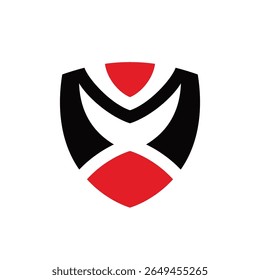 Modernes abstraktes Schild-Logo-Design mit roten und schwarzen Farben