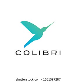 Modern abstract silhouette colibri bird logo design vector