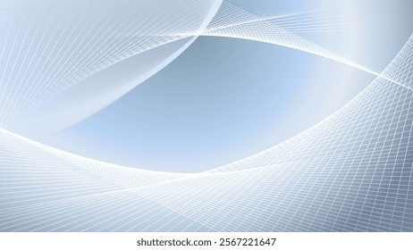 Modern abstract silver white gradient background with flowing wave lines. Digital futuristic technology concept.