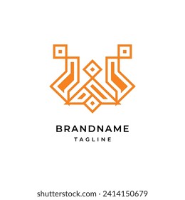 Modern abstract simple Letter W logo design Template