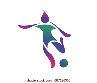 Modern Abstract Soccer Player In Action Logo