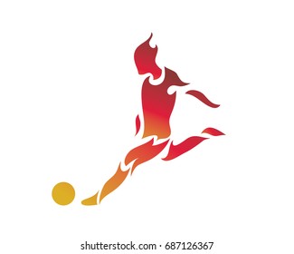 Modern Abstract Soccer Player In Action Logo