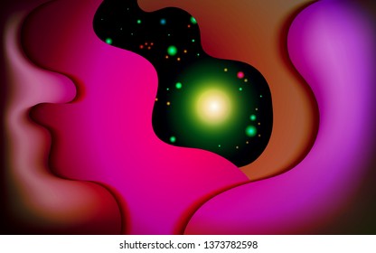Modern abstract space background with 3D effect - vector illustration