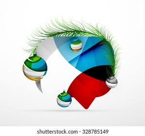 Modern abstract speech bubble with Christmas decoration. Holiday design