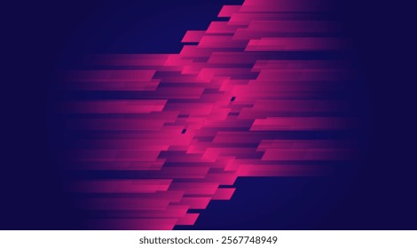 Modern abstract sport background. Trendy geometric neon collage for speed movement. Futuristic background with glowing light effect. Vector illustration. horizontal light red and blue stripe lines.