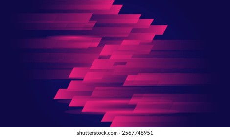 Modern abstract sport background. Trendy geometric neon collage for speed movement. Futuristic background with glowing light effect. Vector illustration. horizontal light red and blue stripe lines.