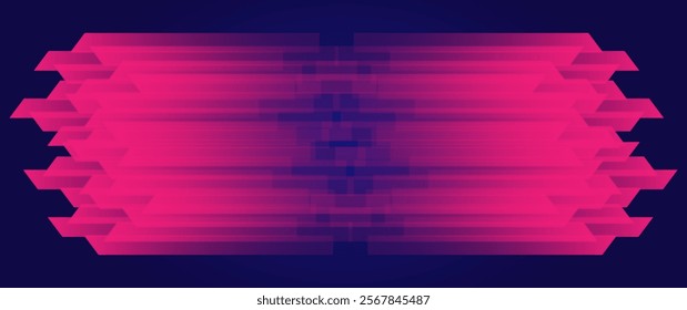 Modern abstract sport background. Trendy geometric neon collage for speed movement. Futuristic background with glowing light effect. Vector illustration. horizontal light red and blue stripe lines.