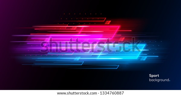 Modern\
abstract sport background. Trendy geometric neon collage for speed\
movement. Night race advertising. Dynamic cover or colourful layout\
for sport event. Banner or poster for\
motion