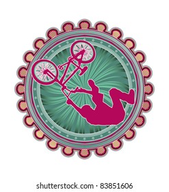 Modern abstract sport emblem design. BMX Cyclist.