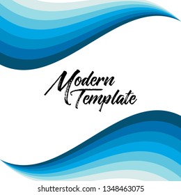 Modern abstract square blue Sea waves - flat background for text. Abstract wave web design template isolated on white background. Vector illustration. - Vector 