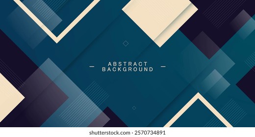 Modern abstract square blue, and white shapes overlap on green geometric background. Cool pattern with simple style background. Eps10 vector