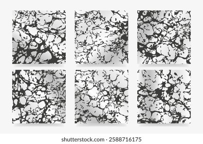 Modern abstract square cover design set. Backgrounds with grunge texture. Vector illustrations for social media post, card, cover, invitation, poster, brochure.