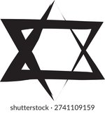 Modern abstract star of david symbol in brush stroke design. Use for Yom HaZikaron Memorial Day and Yom HaShoah Holocaust Remembrance Day