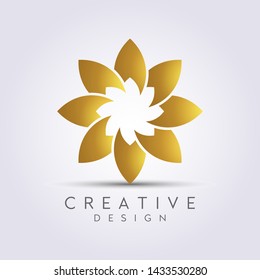 Modern Abstract Star Flower Vector. Design leaf logos, lotus, rose, beautiful tulips. For health, spa, cosmetics, boutiques, luxurious and colorful..