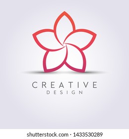 Modern Abstract Star Flower Vector. Design leaf logos, lotus, rose, beautiful tulips. For health, spa, cosmetics, boutiques, luxurious and colorful