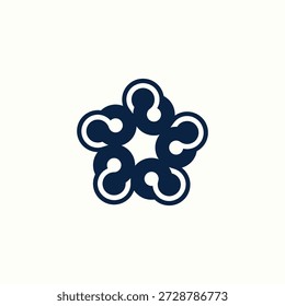 Modern abstract star tech logo with interconnected circular links